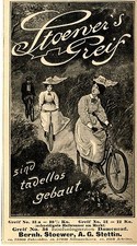 Bernh. Stoewer A.G. Stettin STOEWER`S GREIF Historische Reklame v. 1899