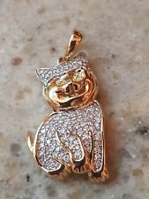 Anhänger KATZE mit DIAMANTEN, 0,25 Karat P1, Gg. 375, 3,6 Gramm,4,2 ×10 mm groß 