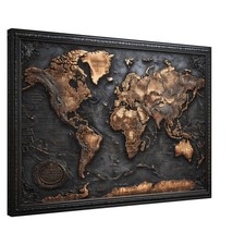Weltkarte Leinwandbild Gold