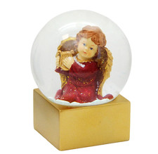 Schneekugel Engel bordeaux rot