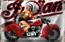 INDIAN Biker Pin Up Flagge Fahne Banner Werkstatt Garage Deko USA Chief Club