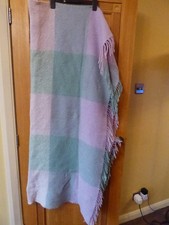 Alafoss of Iceland Kariert Grün & Weiß Wolle Fransen Decke Teppich 149 cm x 129 cm