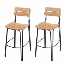 B-Ware 2er-Set Barhocker MCW-G71, Tresenhocker Industrial Metall Holz naturbraun
