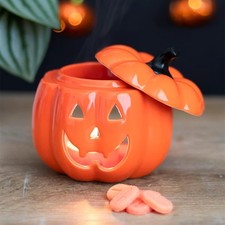 Spooky Orange Keramik Jack-O-Laterne Öl Wachsbrenner Teelichthalter