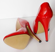 Lackleder Pumps 12,5 cm High Heels  VINTAGE 80er J.  Travestie echt Leder-Schuhe