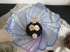 Glasschale groß blau lila Dekoration Tisch Obstschale