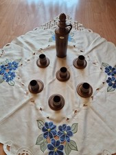 Glasierte Schnapsbecher, 6er Set Tonbecher mit Untersetzer  und Krug