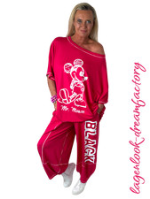 Lagenlook Ballon-Jersey-Pulli Kurzarm PINK 2 Größen 44 46 48 50 52 54 56 58