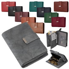 RFID Damen Geldbörse Portemonnaie Geldbeutel Damenbörse echt Leder Grau