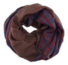 Schal weinrot blau kariert in Schottenmuster - Gr.180 x 70 cm - Modal/Wolle