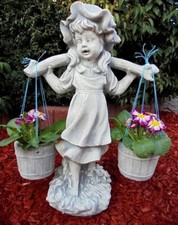 Steinfigur mädchen mit 2 - steinfigur,