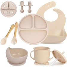 Kindergeschirr Baby Teller Silikon Kinderteller Baby Trinkbecher Lätzchen Löffel