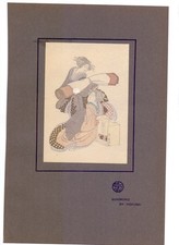 Hokusai Surimono Farb-Holzschnitt Japan 1908