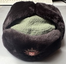 Polizei Niedersachsen Wintermütze Russen-Mütze Fellmütze grün 80er Jahre alt!