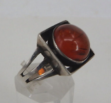 Vintage Damenring mit Bernstein im Art Deco Stil Silber 1930 bis 1950 (108045)