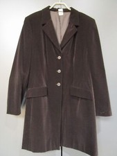 Gehrock Braun Samt Halblang Taschenklappen Schlitz Gr 44 (G57-5)