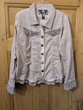 Tredy Jeansjacke|Altrose Mit Spitze|46