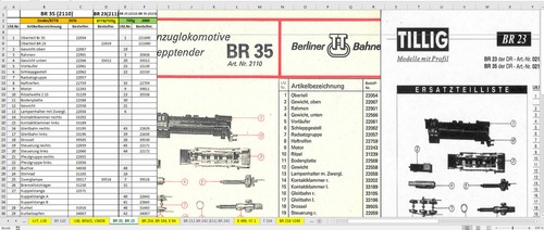 Auflistung von ersatzteilen - auflistung,