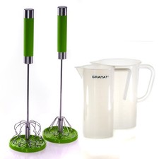 Drehautomatik Quirl & Untersetzer,Edelstahl,Rührbesen,Handquirl,Schneebesen (L)