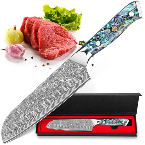 18cm damastmesser santoku - damastmesser,