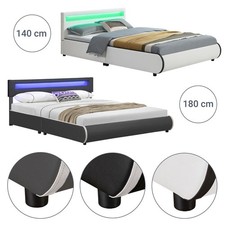 Polsterbett LED Kunstlederbett Ehebett Bett Doppelbett LED Bettgestell Juskys®