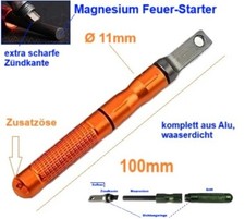 Magnesium Feuer Starter für Lagerfeuer Alu wasserdicht orange