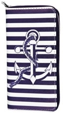 Damen Geldbörse Frauen Brieftasche Portemonnaie Anker Blau Maritim Kunstleder