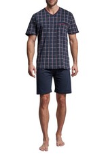 GÖTZBURG Shorty Pyjama Herren kurzer Schlafanzug 2-teilig kurz blau Baumwolle