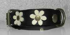 25cm Hundehalsband Leder Lederhalsband Hund Halsband Blümchenhalsband neu