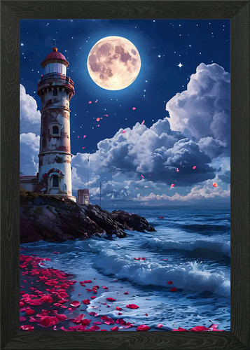 Leuchtturm unter vollmond - leuchtturm,