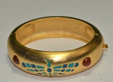 Goldfarbig Blau Emaille Inlaed