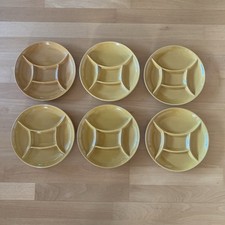 Fondueteller 6 Stk Tapas Raclette Teller 5 Fächer Ø 23  gelb  70er Jahre Vintage