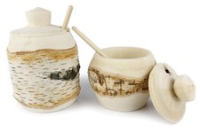 Die hölzerne Zucker- Salzdose