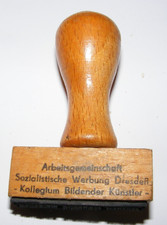 Alter DDR Holz-Stempel Arbeitsgemeinschaft Sozialistische Werbung Dresden K B K