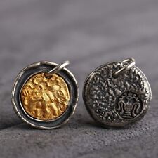 A24 Anhänger vergoldete Scheibe mit Ganesha Elefantengott Silber 925