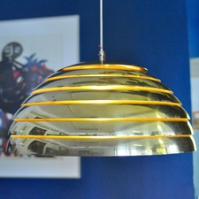 Vereinigte Werkstätten München Vintage Messing Lamellenlampe Deckenlampe 1960