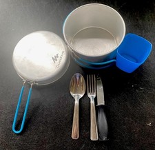 Kleine leichte Camping Töpfe 6er SET Alu Topf Behälter Vintage Besteck #10