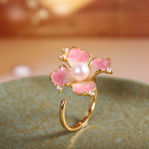 I03 cloisonne ring - ring, rosa