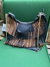 SHOPPER-TASCHE  mit FRANSEN -   FARBE SCHWARZ-BRAUN
