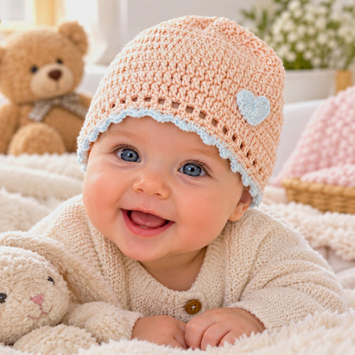 Handmade babymütze aprikot - babymütze,