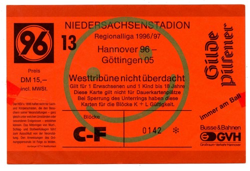 Ticket hannover 96 - 3.,