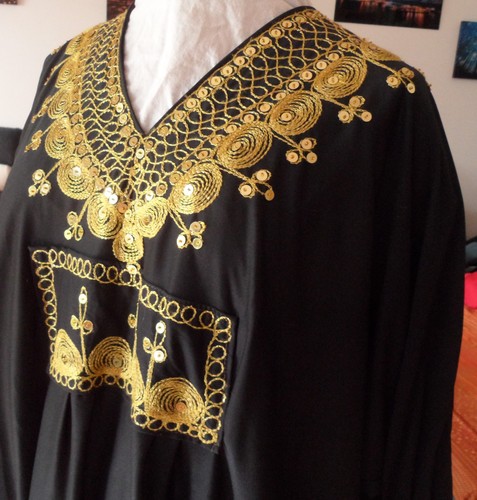 Schwarz gold kaftan damen - kaftan,