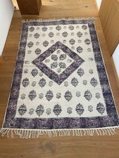 miaVilla Teppich Baumwolle Muster Fransen Ethno Shabby Impressionen 120 x 180