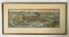 Kupferstich  Trier 1580 Treveris von Braun-Hogenberg im Bilderrahmen 28,5x56,2cm