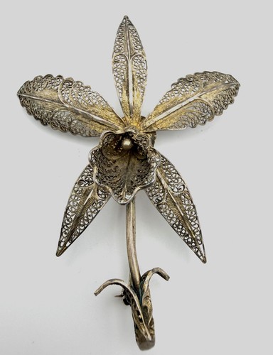 Antik brosche orchidee - brosche,