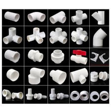 Weiß PVC Rohr Klebefitting Muffe Winkel T-Stück Kappe Kugelhahn Reduzierstück