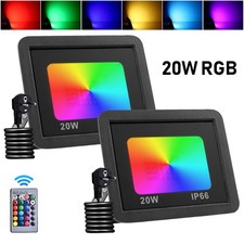 2x 20W RGB LED Fluter Strahler Scheinwerfer IP66 Dimmbar Außenbeleuchtung Lampe