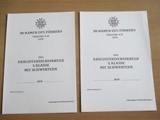 2 Urkunden KVK 1.+2.+ Klasse Blanko
