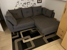 Kleines Ecksofa Stoff Grau(Mit Aufpreis gibt es den Teppich dazu)