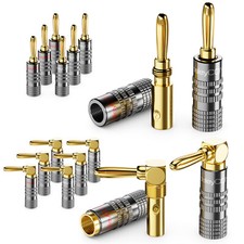 Bananenstecker Gerade / 90° Winkel vergoldet Lautsprecher Boxen Kabel bis 4,5mm